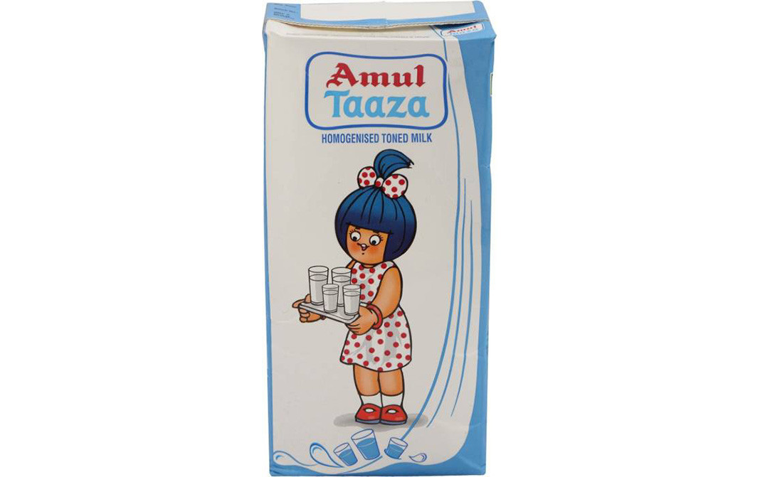 Amul Taaza Homogenised Toned Milk   Tetra Pack  1 litre